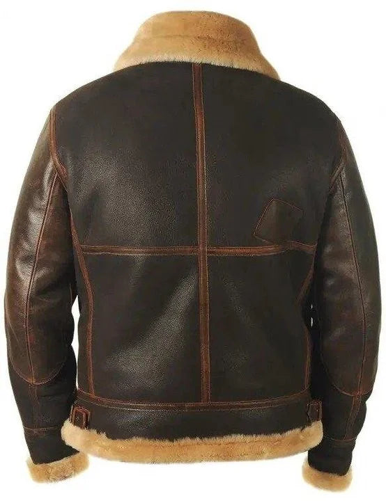 Vintage Fur-Lined Pilot Coat for Men