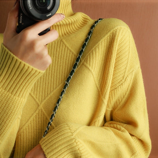 Casual Turtleneck Knit Pullover for Women