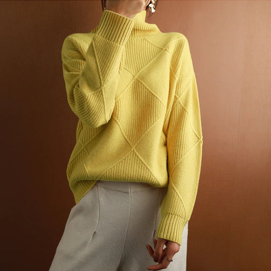 Casual Turtleneck Knit Pullover for Women