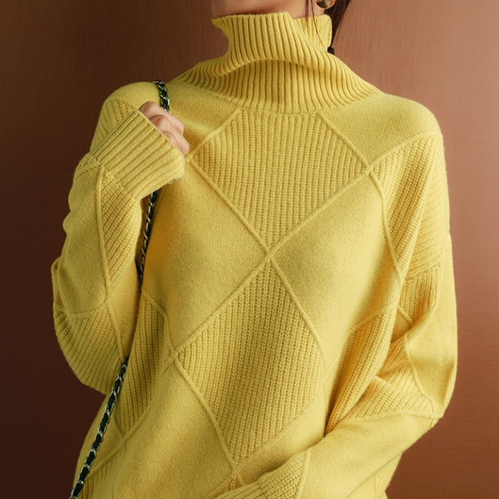 Casual Turtleneck Knit Pullover for Women