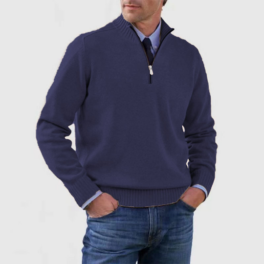 Warm Half-zip Turtleneck Knit Sweater for Men