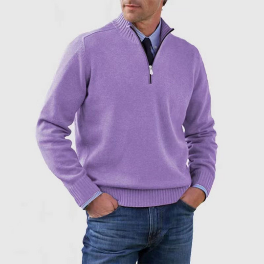 Warm Half-zip Turtleneck Knit Sweater for Men