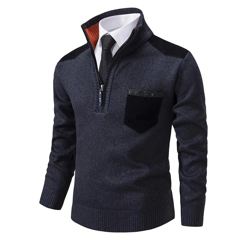 Modern Quarter-Zip Sweater with Pocket for Men