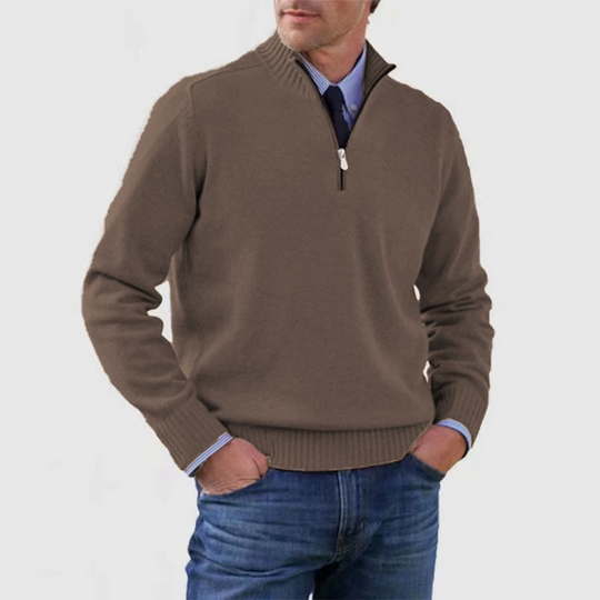 Warm Half-zip Turtleneck Knit Sweater for Men