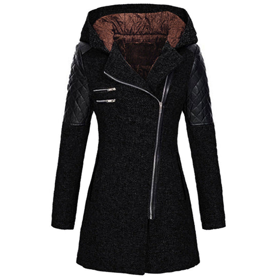 Asymmetrical Zip Fleece Lined Winter Jacket for Women