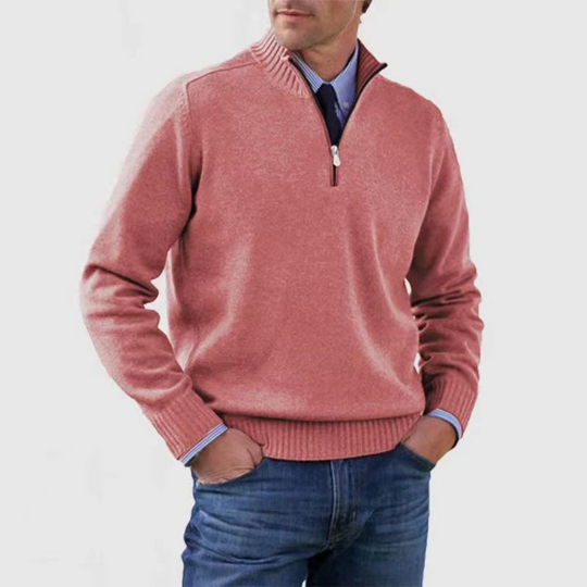 Warm Half-zip Turtleneck Knit Sweater for Men