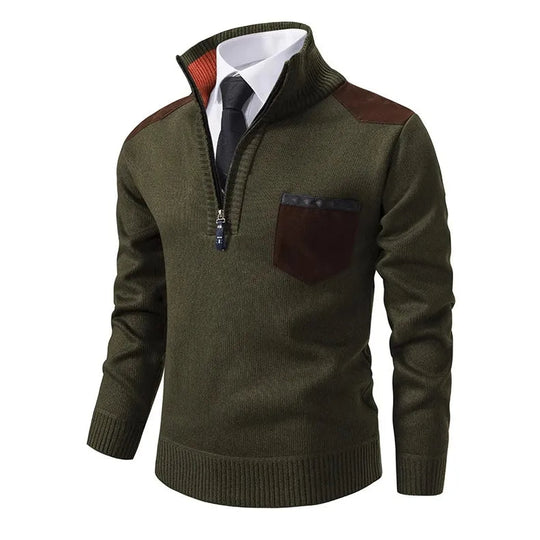 Modern Quarter-Zip Sweater with Pocket for Men