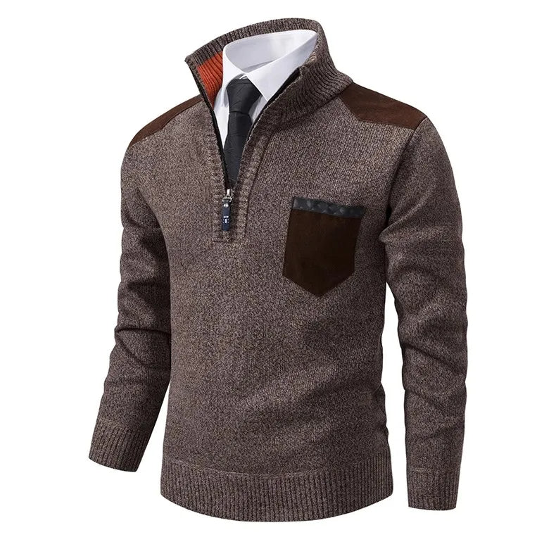 Modern Quarter-Zip Sweater with Pocket for Men