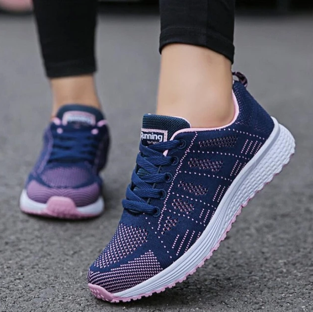 Breathable Mesh Lace Up Sneakers for Women