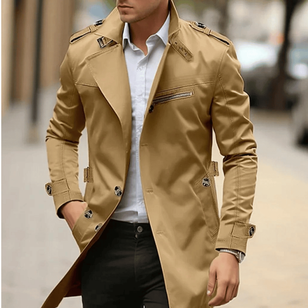 Single Breasted Trench Coat for Men