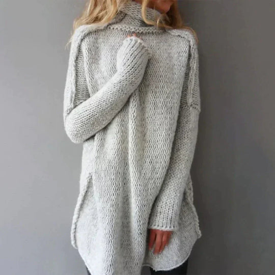 Loose High-neck Knitted Pullover for Women