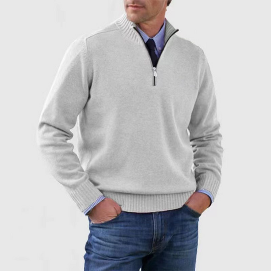 Warm Half-zip Turtleneck Knit Sweater for Men