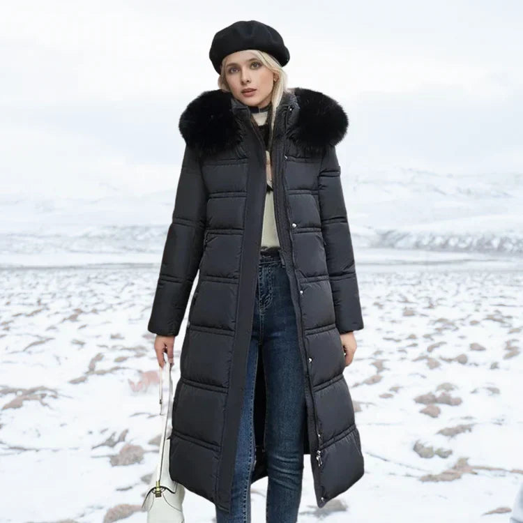 Slim Fit Long Parka Coat with Hood for Women