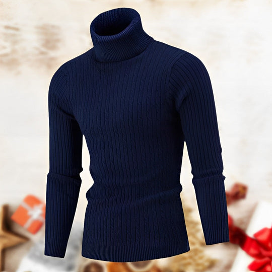 Slim-fit High-neck Collar Knit Pullover for Men