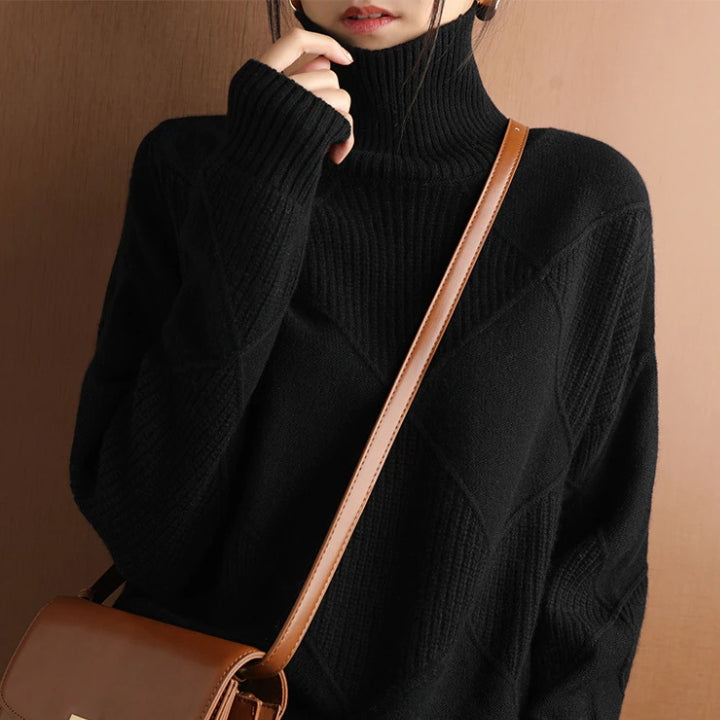 Casual Turtleneck Knit Pullover for Women