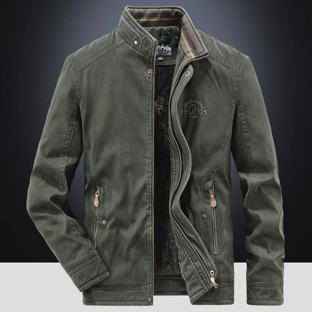 Classic Fleece Stand Collar Jacket with Zipper for Men