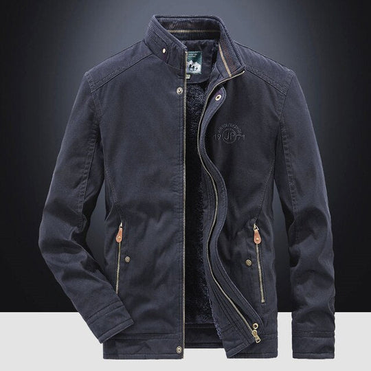 Classic Fleece Stand Collar Jacket with Zipper for Men