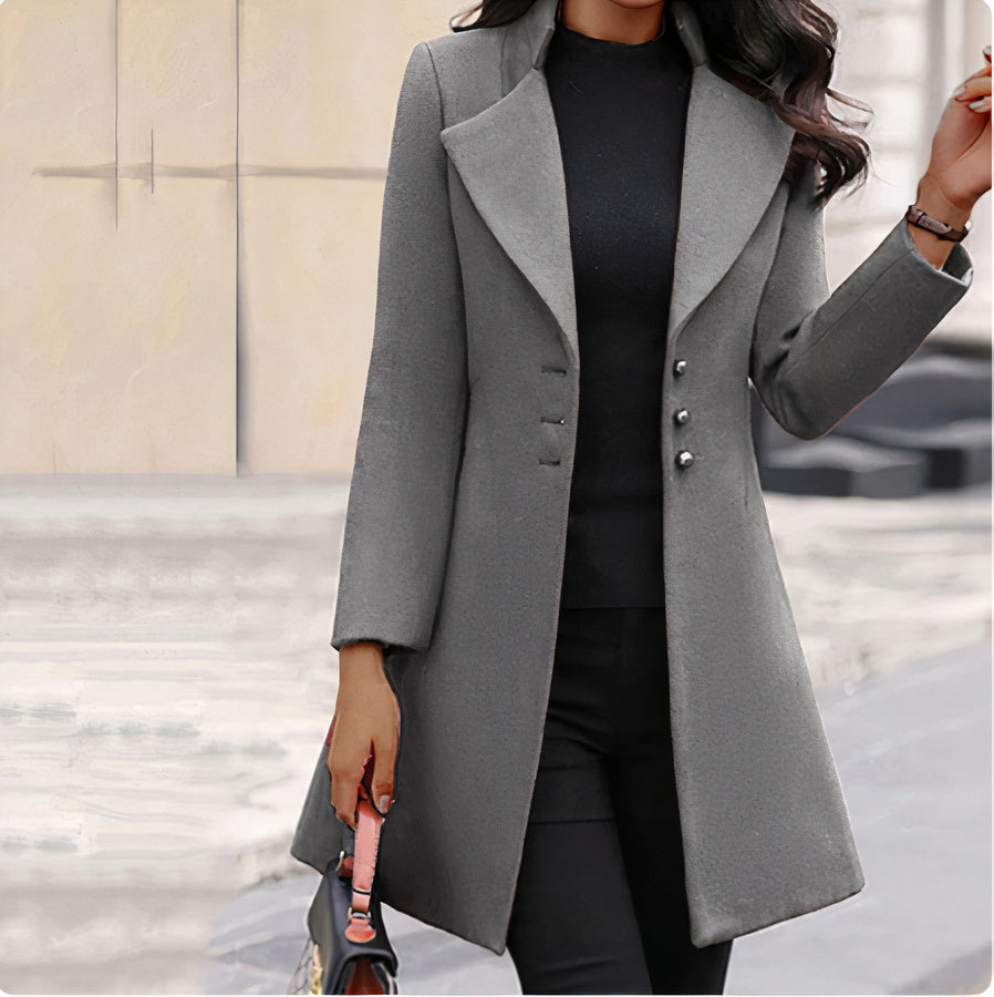 Elegant Slim-Fit Lapel Trench Coat for Women