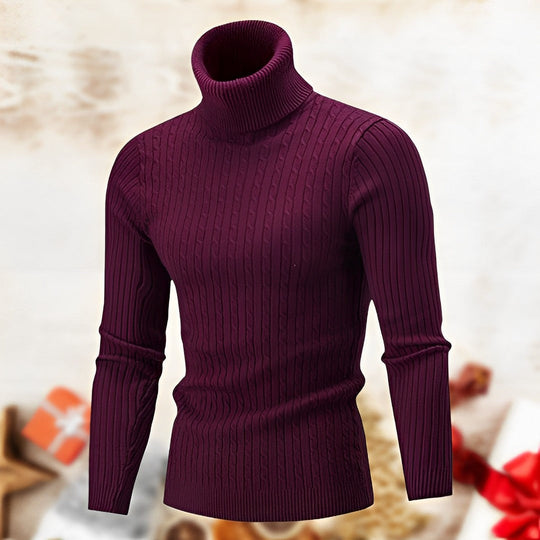 Slim-fit High-neck Collar Knit Pullover for Men