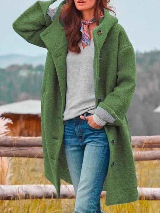 Single Breasted Coat with Buttons for Women