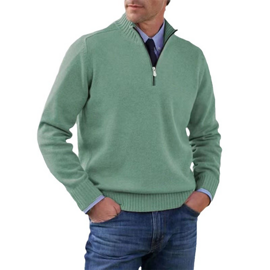 Warm Half-zip Turtleneck Knit Sweater for Men