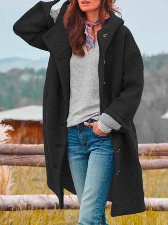 Single Breasted Coat with Buttons for Women