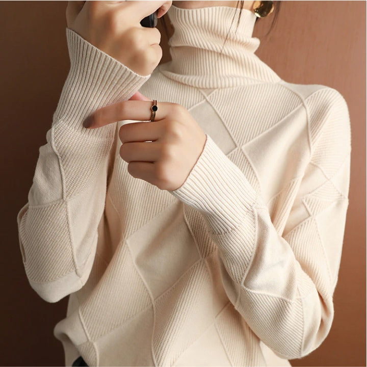 Casual Turtleneck Knit Pullover for Women