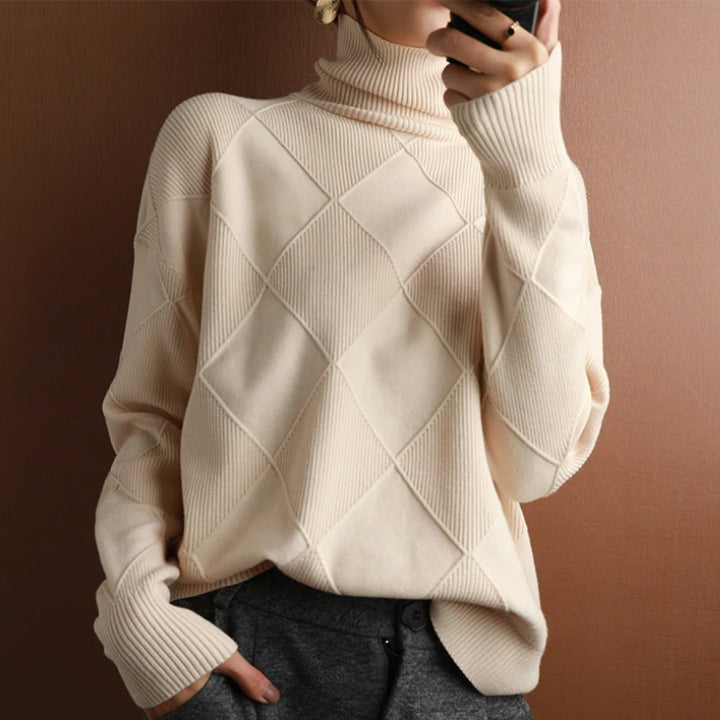 Casual Turtleneck Knit Pullover for Women