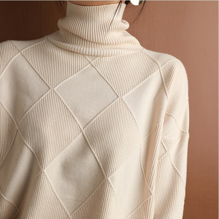 Casual Turtleneck Knit Pullover for Women