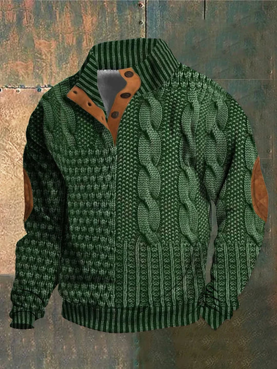 Baggy Button-Up Knitted Sweater for Men