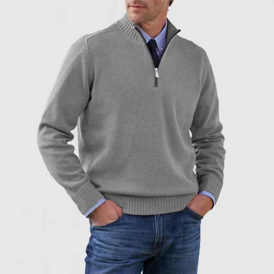 Warm Half-zip Turtleneck Knit Sweater for Men