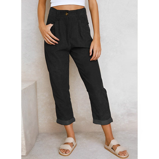 Stylish High Waist Corduroy Pants for Women