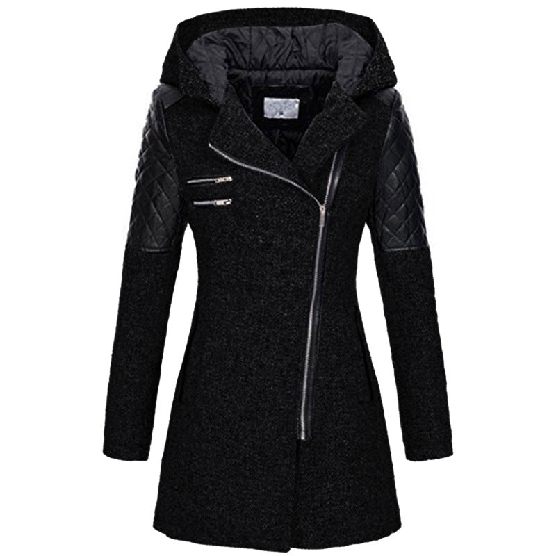 Asymmetrical Zip Fleece Lined Winter Jacket for Women