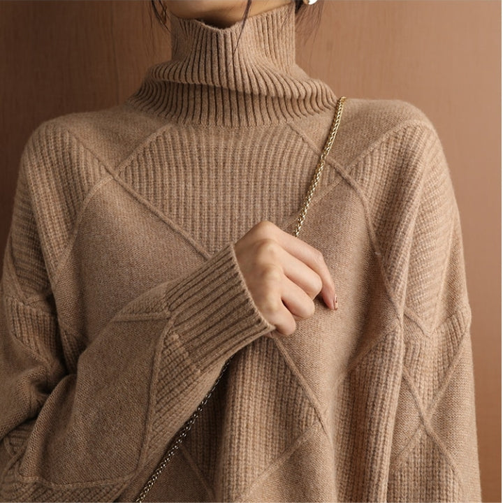 Casual Turtleneck Knit Pullover for Women