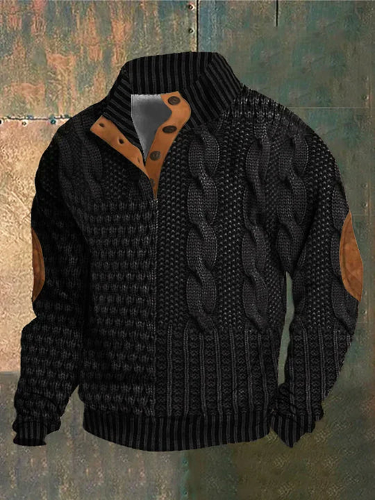 Baggy Button-Up Knitted Sweater for Men