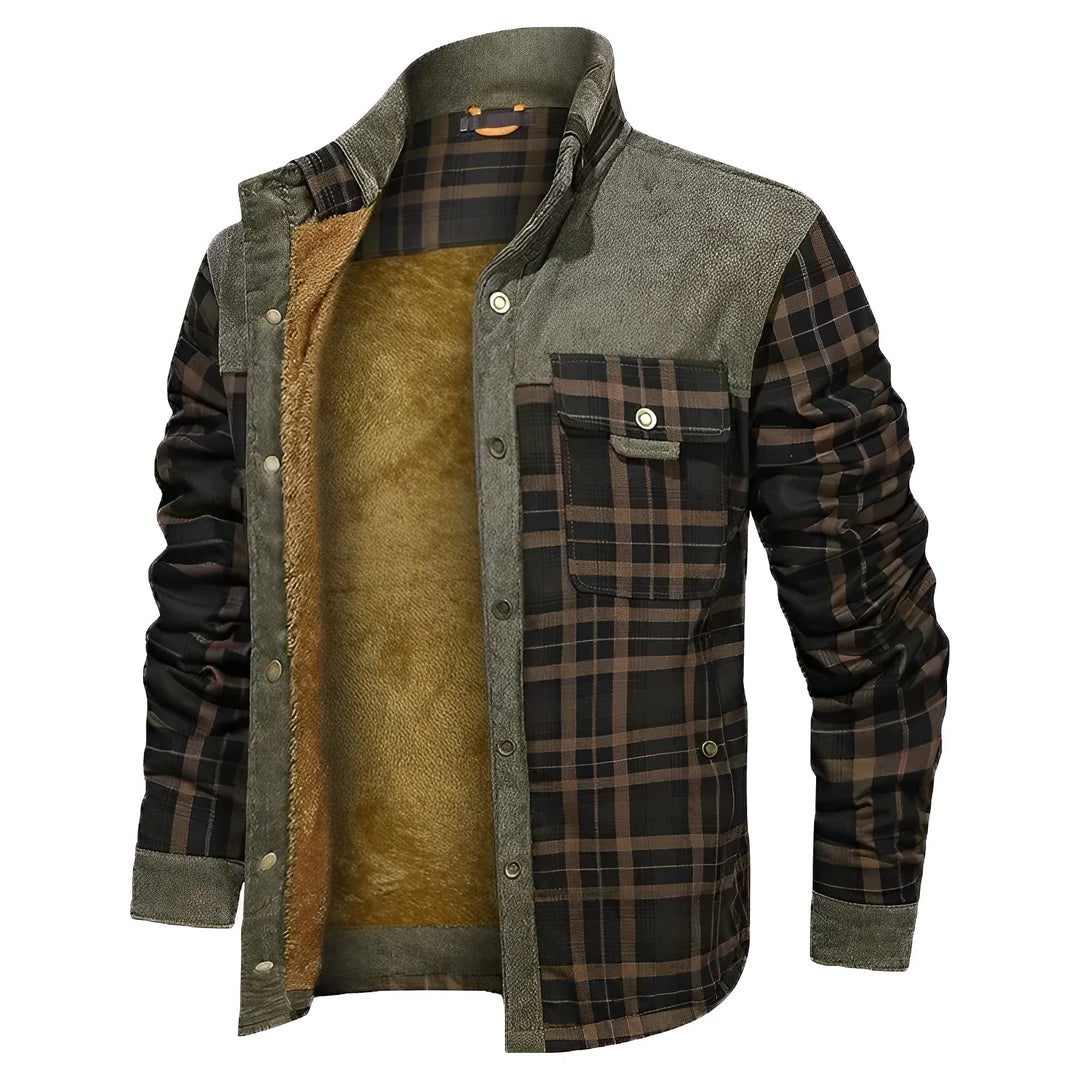 Casual Fleece Lining Plaid Jacket for Men