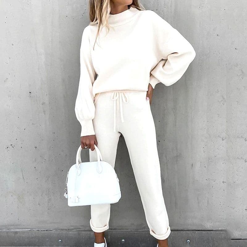 Turtleneck Sweater with Pants Tracksuit Set for Women