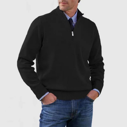 Warm Half-zip Turtleneck Knit Sweater for Men