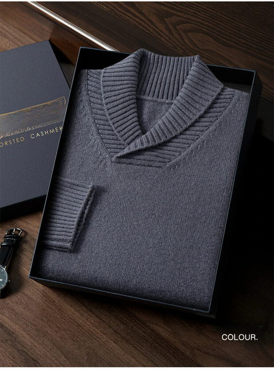 Warm V-neck Knitted Pullover for Men