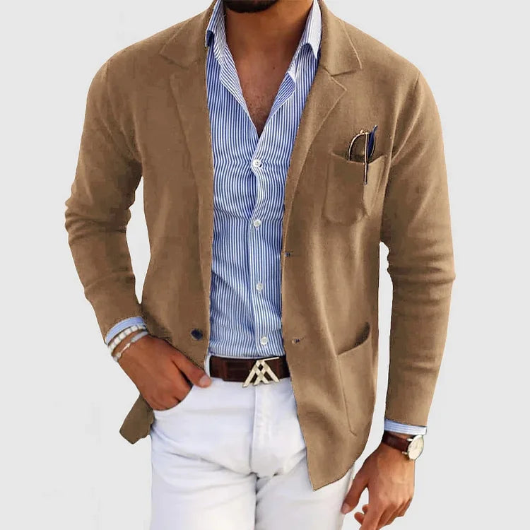 Plain Cardigan with Pockets for Men