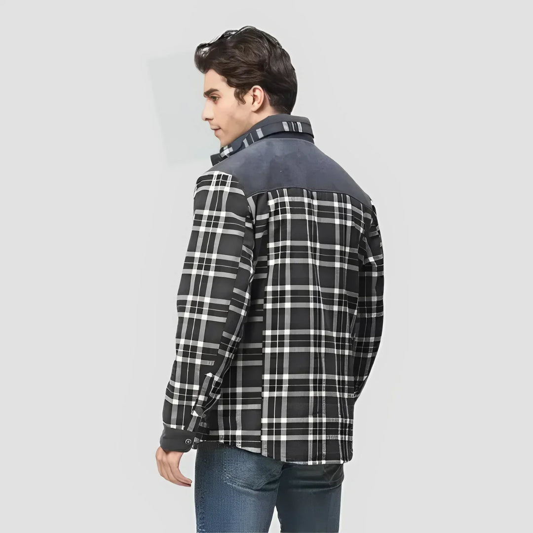 Casual Fleece Lining Plaid Jacket for Men