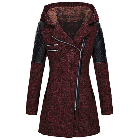 Asymmetrical Zip Fleece Lined Winter Jacket for Women