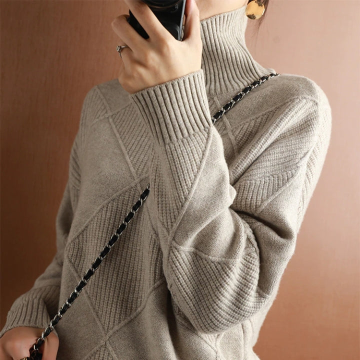 Casual Turtleneck Knit Pullover for Women