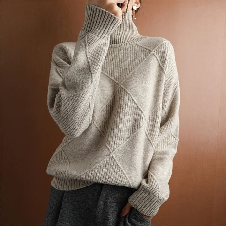 Casual Turtleneck Knit Pullover for Women