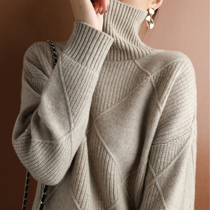 Casual Turtleneck Knit Pullover for Women