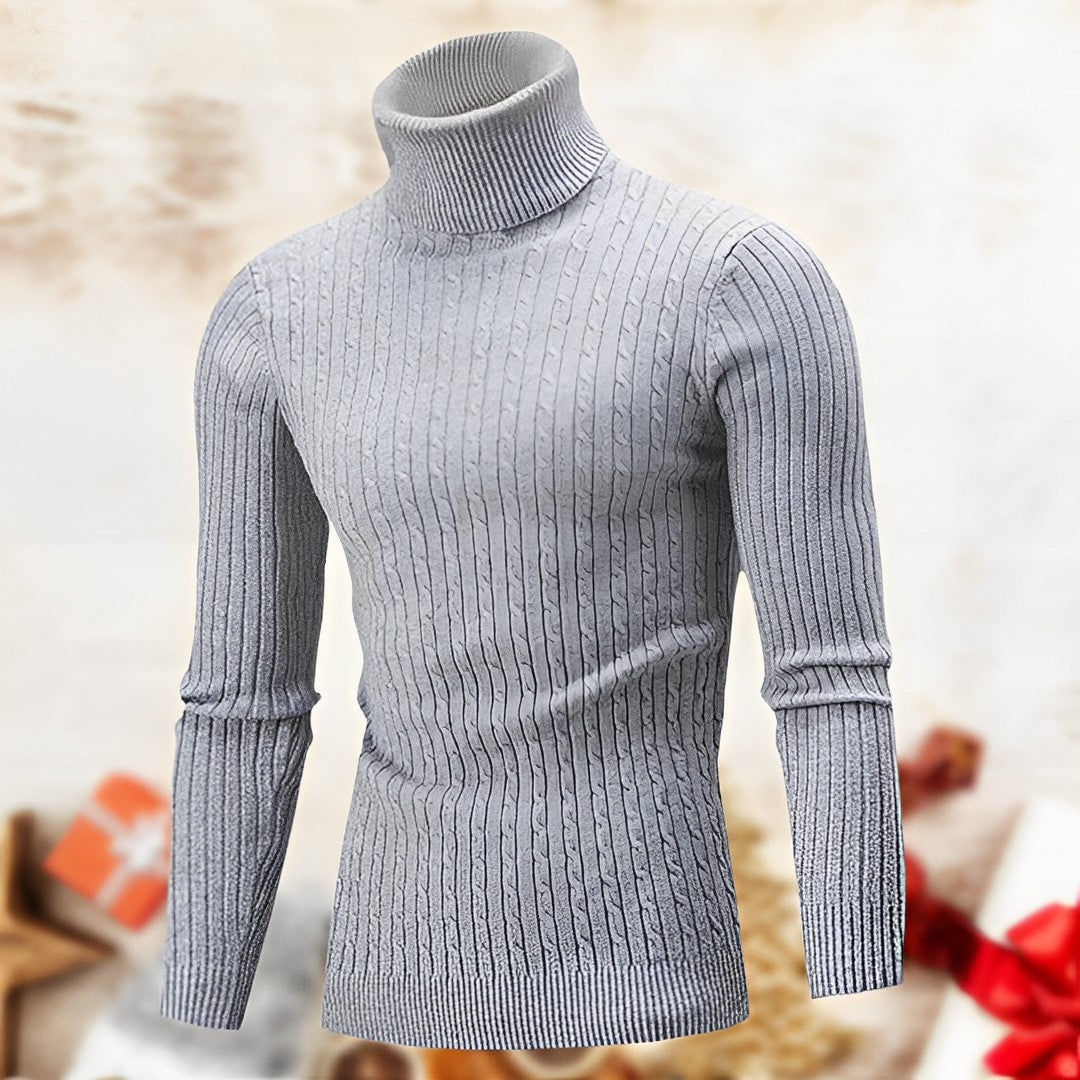 Slim-fit High-neck Collar Knit Pullover for Men