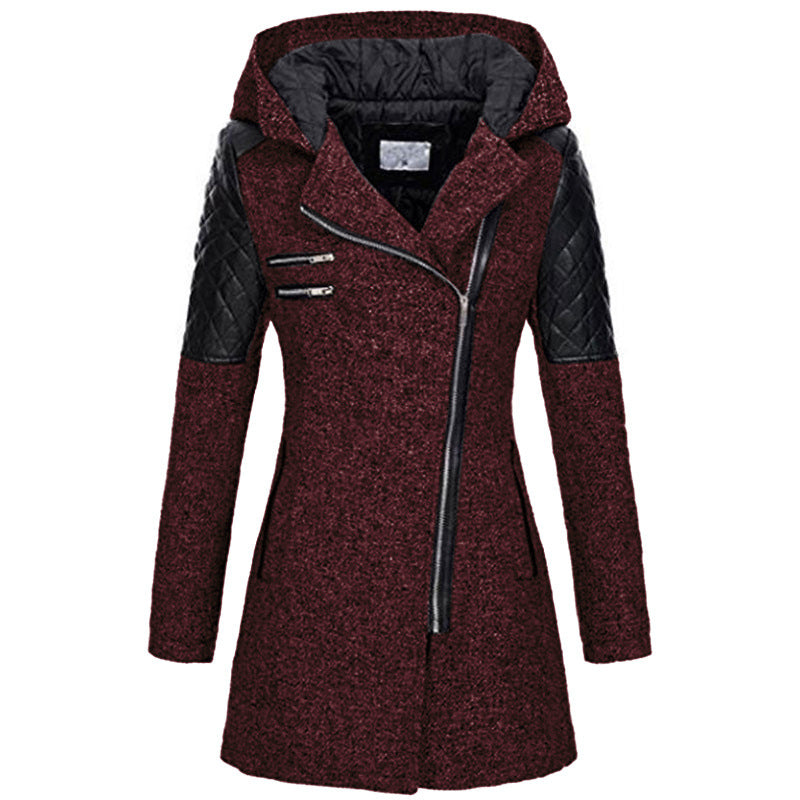 Asymmetrical Zip Fleece Lined Winter Jacket for Women