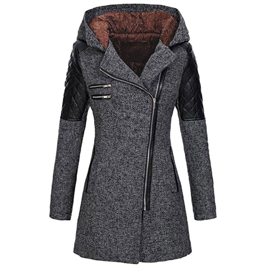 Asymmetrical Zip Fleece Lined Winter Jacket for Women