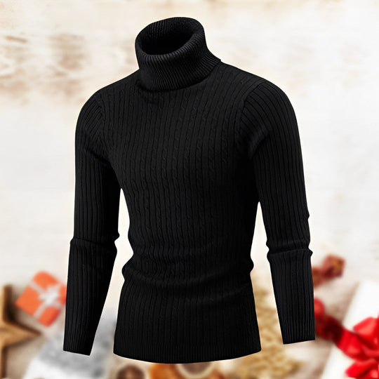 Slim-fit High-neck Collar Knit Pullover for Men