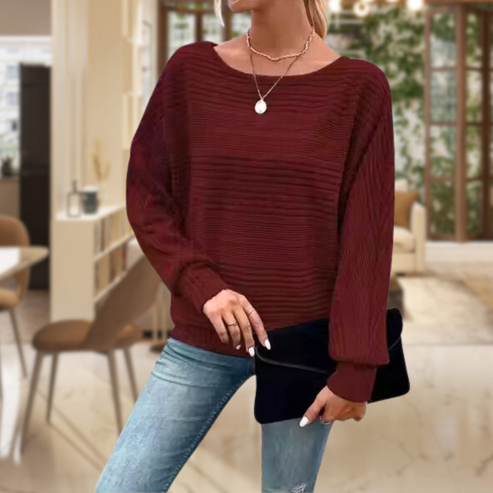 Textured Round Neck Pullover for Women